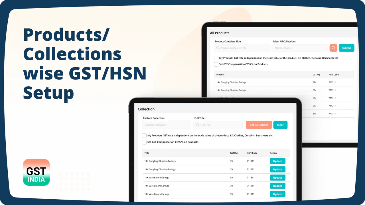 Configuração de Código GST e HSN do Produto