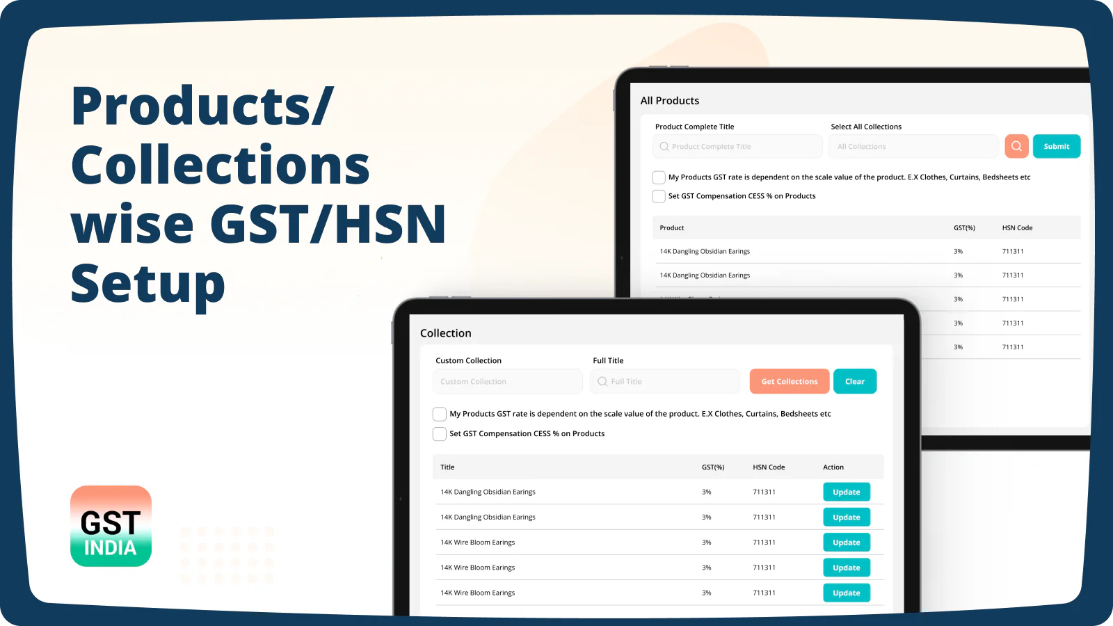 Configuration du code GST et HSN du produit