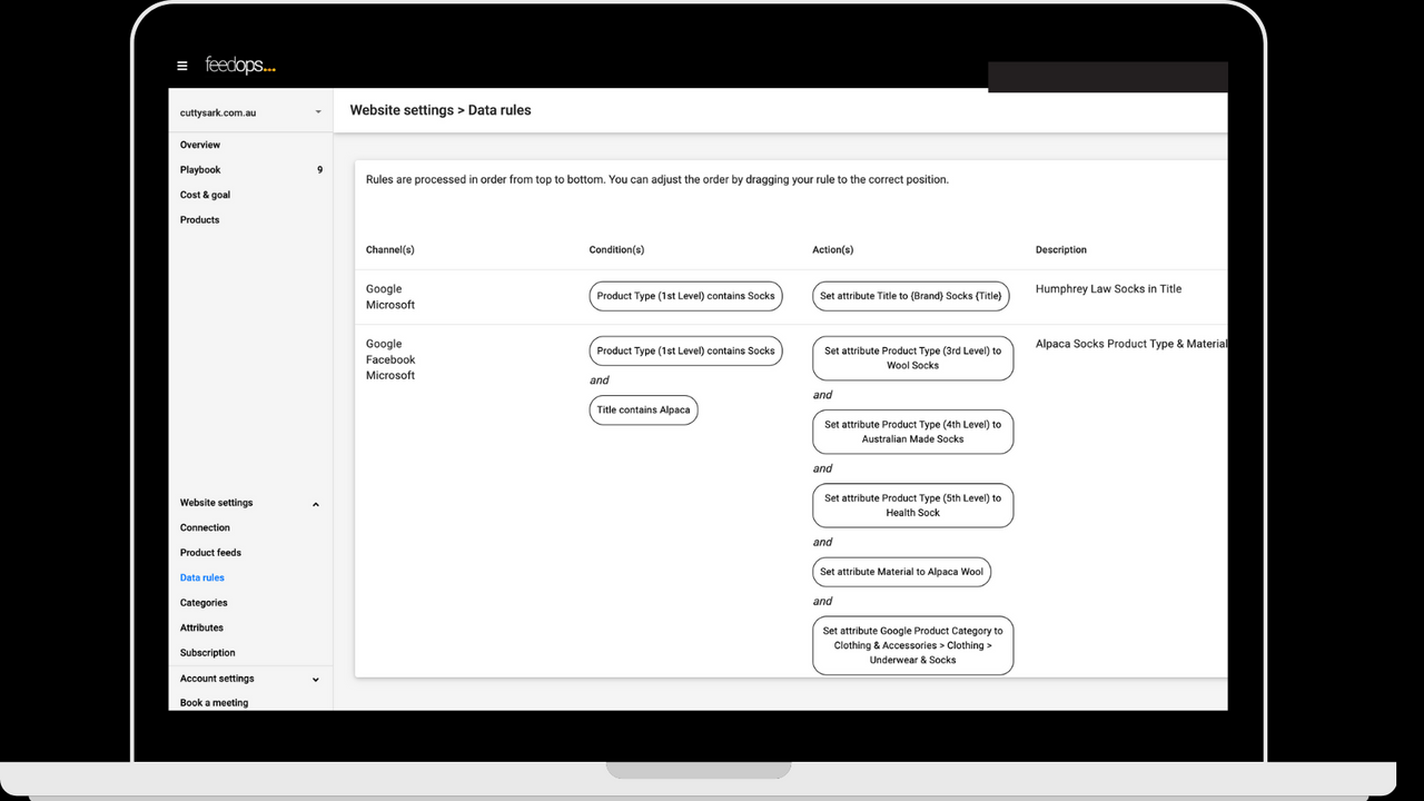 Créez des règles de flux personnalisées pour envoyer des données au Google Merchant Center.