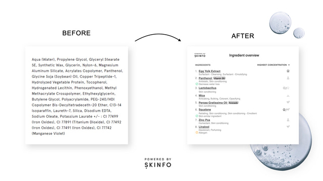 Normal Ingredient List VS With Skinfo 