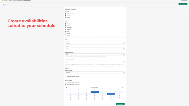 Schedulable dates and times