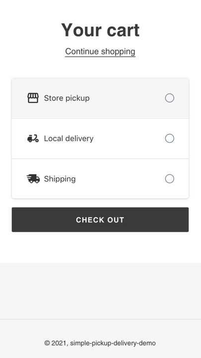 Mobile pickup/delivery/shipping widget