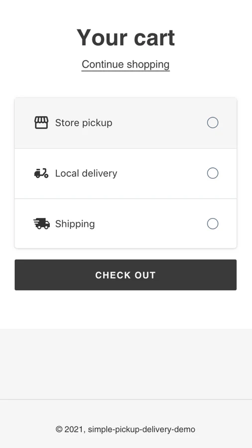 Mobile pickup/delivery/shipping widget