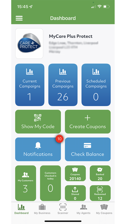 CouponBank dashboard