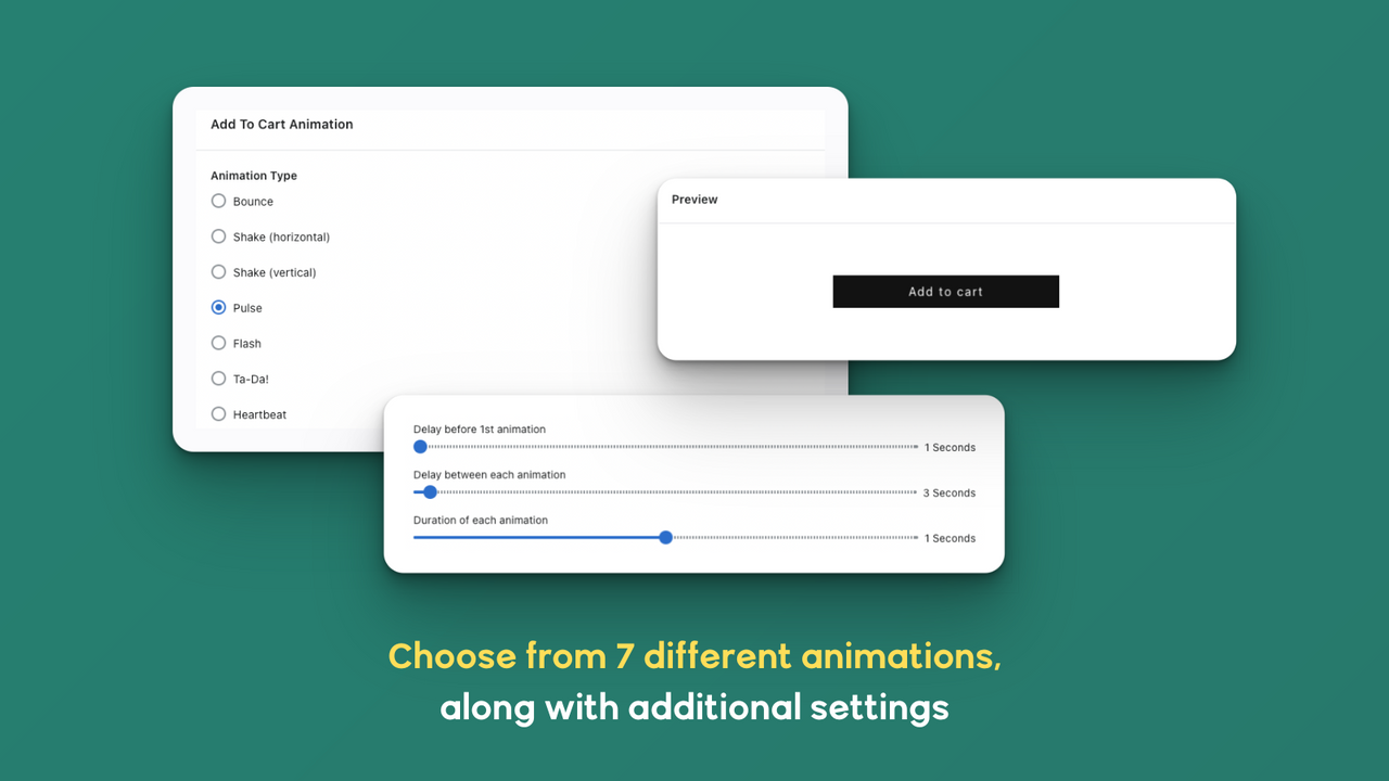 Customize the style, duration and frequency of the animations