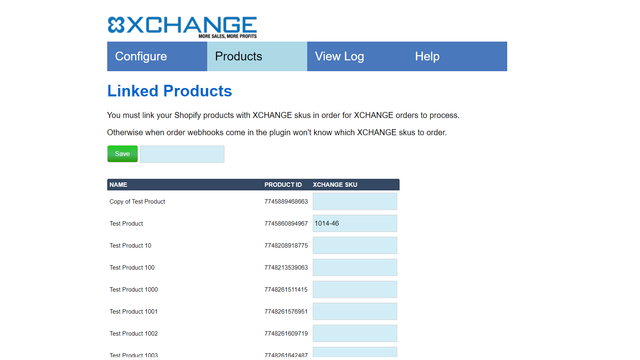 Produktside, hvor du forbinder dine XCHANGE produkter