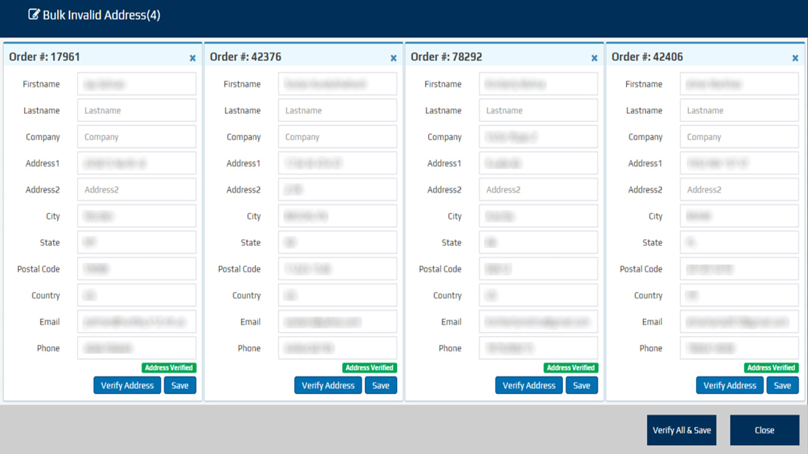 validate all your addresses in one page by one click