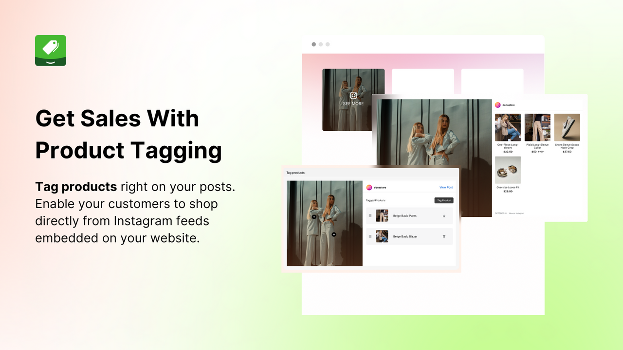 vibe instagram feed helps get sales with product tagging