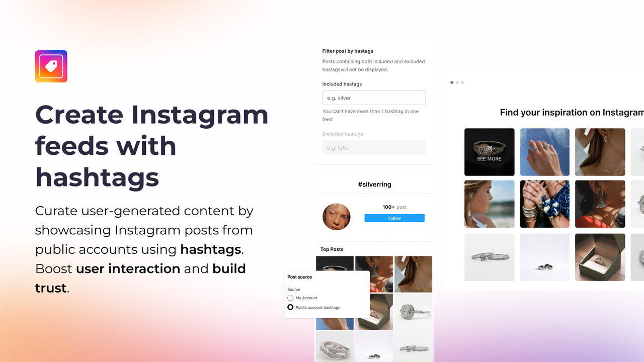 vibe instagram feed hjælper med at oprette instagram feed med hashtags