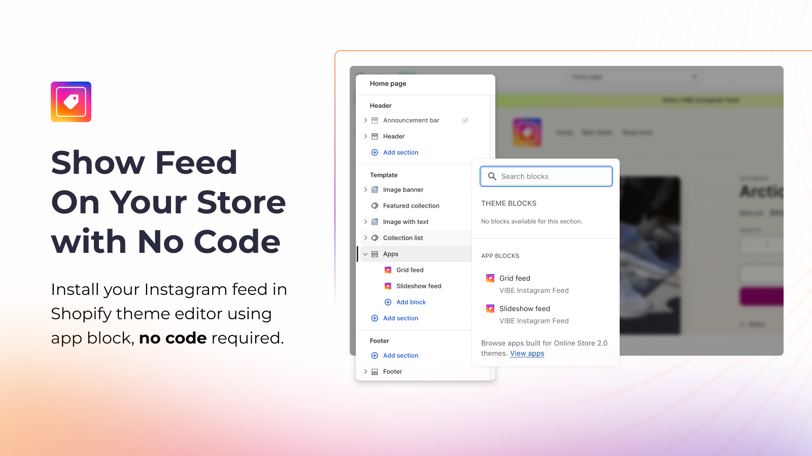 vibe instagram feed helps show feed on store with now code