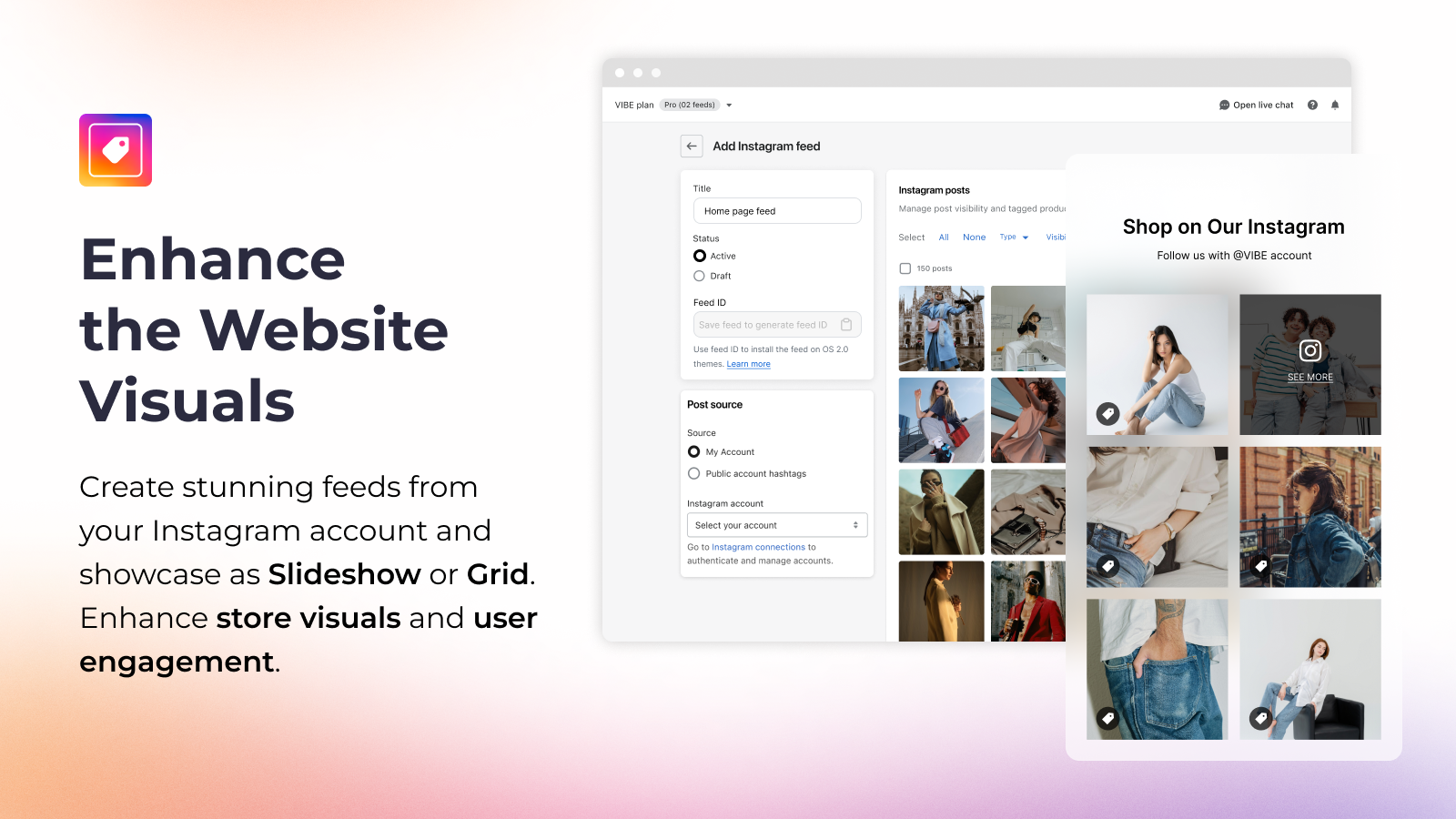 vibe instagram feed hilft, die Website-Optik zu verbessern