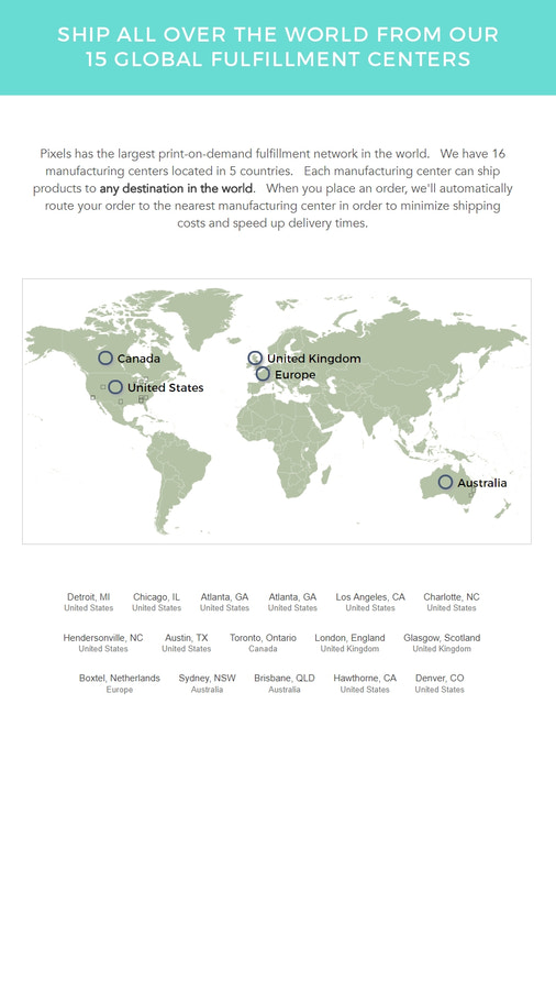 Ship Globally from our 15 Fulfillment Centers in 5 Countries