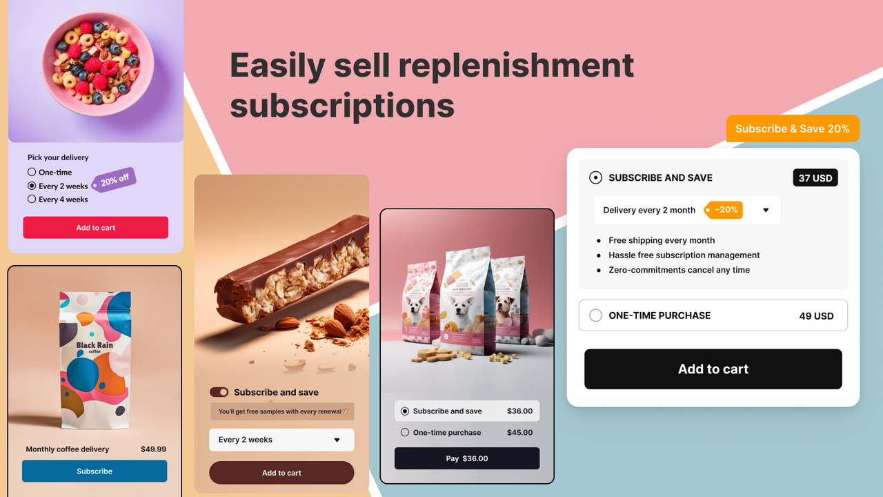 Replenishment subscriptions with fast and converting widgets