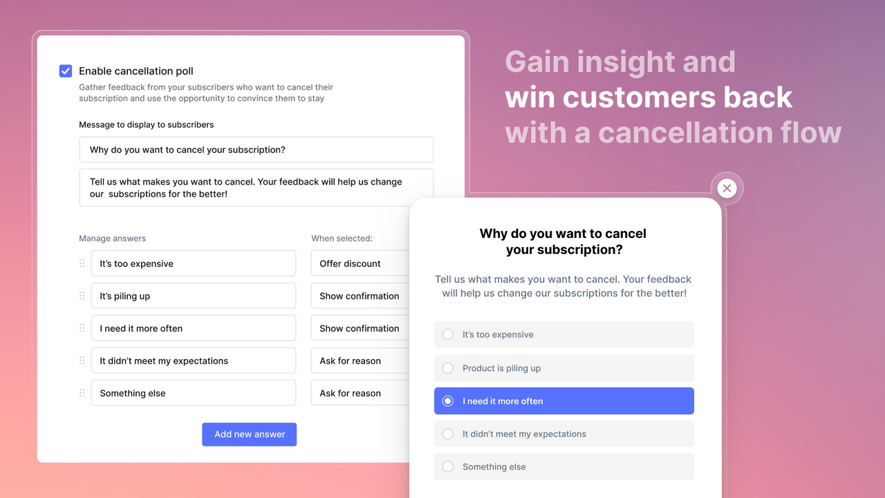 Get insight and boost retention with customizable retention flow