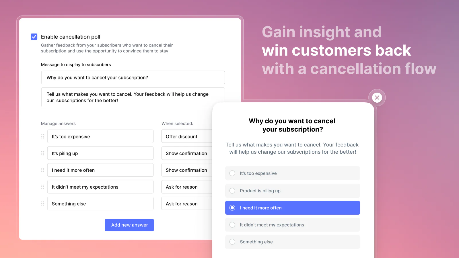 Get insight and boost retention with customizable retention flow