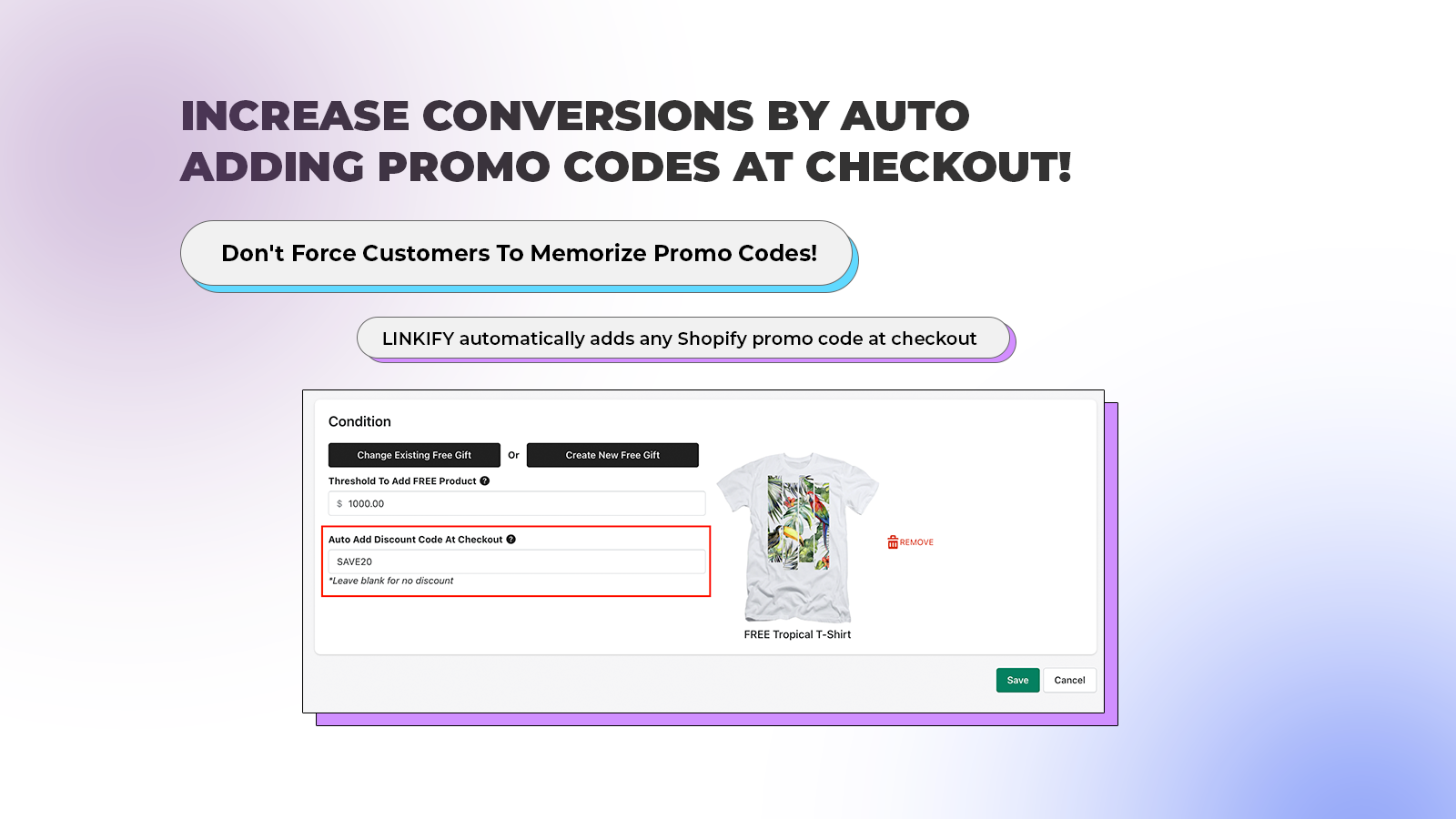 Automated promo codes: App adds codes at checkout