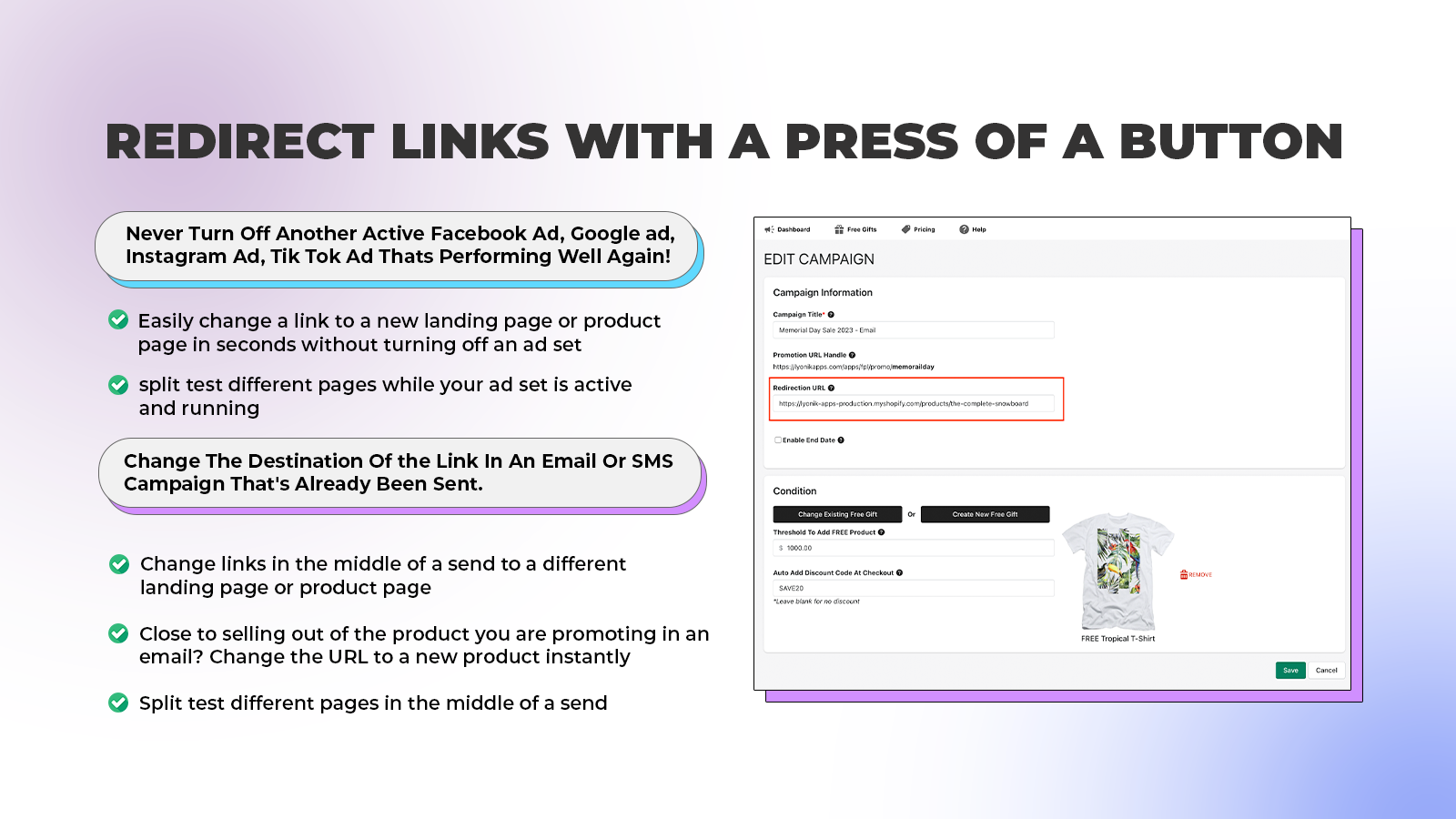 Flexible redirection: Modify link destinations anytime