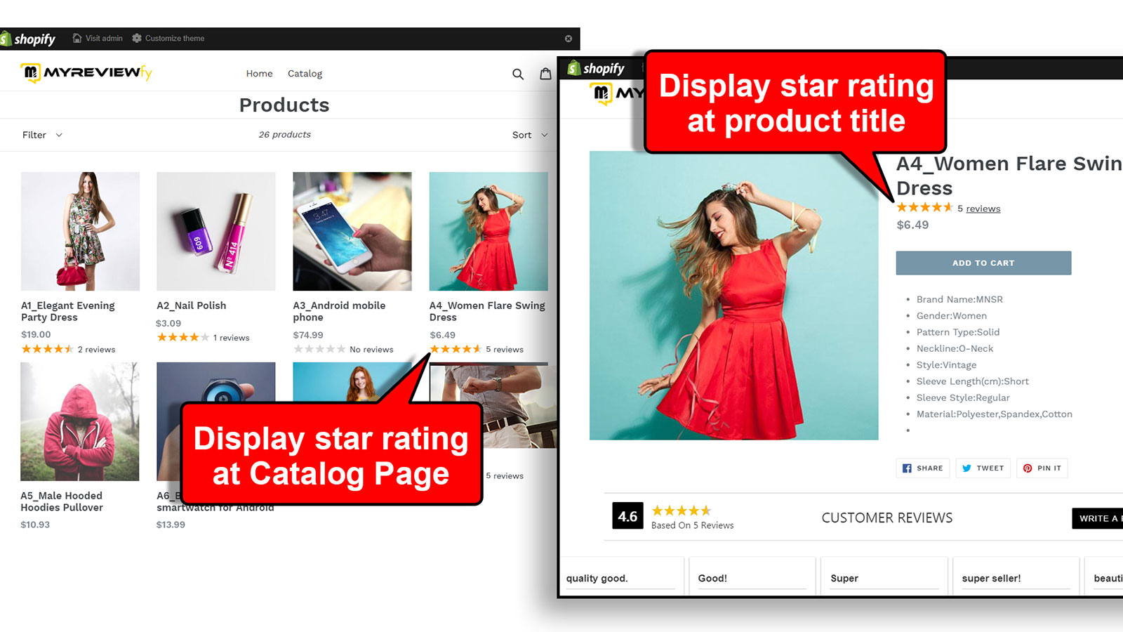 Reviews Rating at product title and catalog - Product reviews