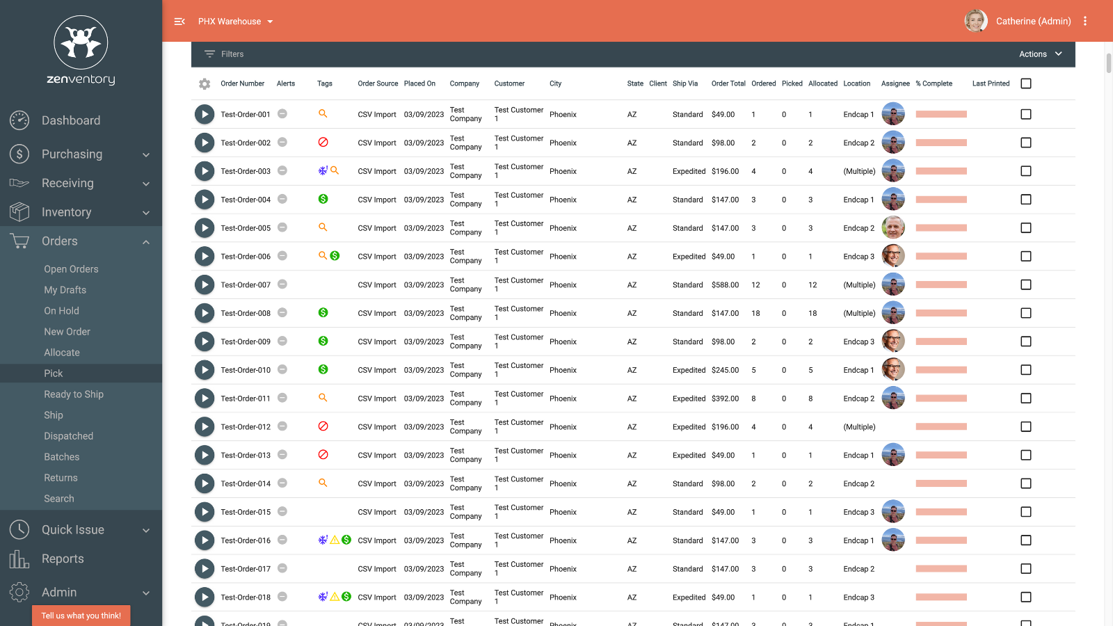 Order picking with Zenventory