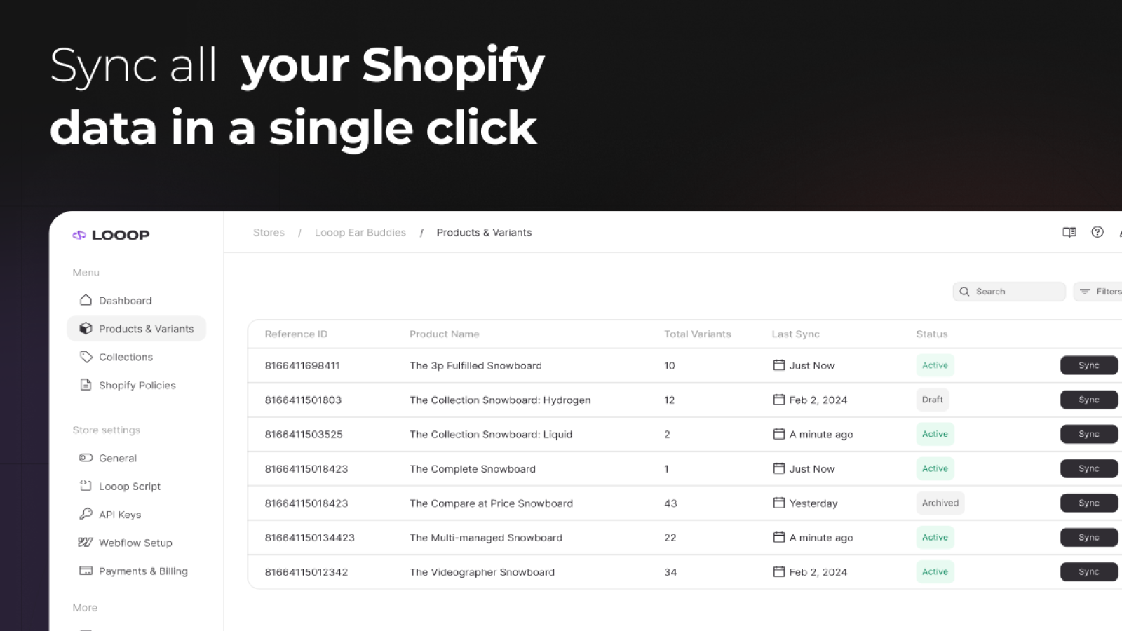 Sync Shopify data with Webflow CMS