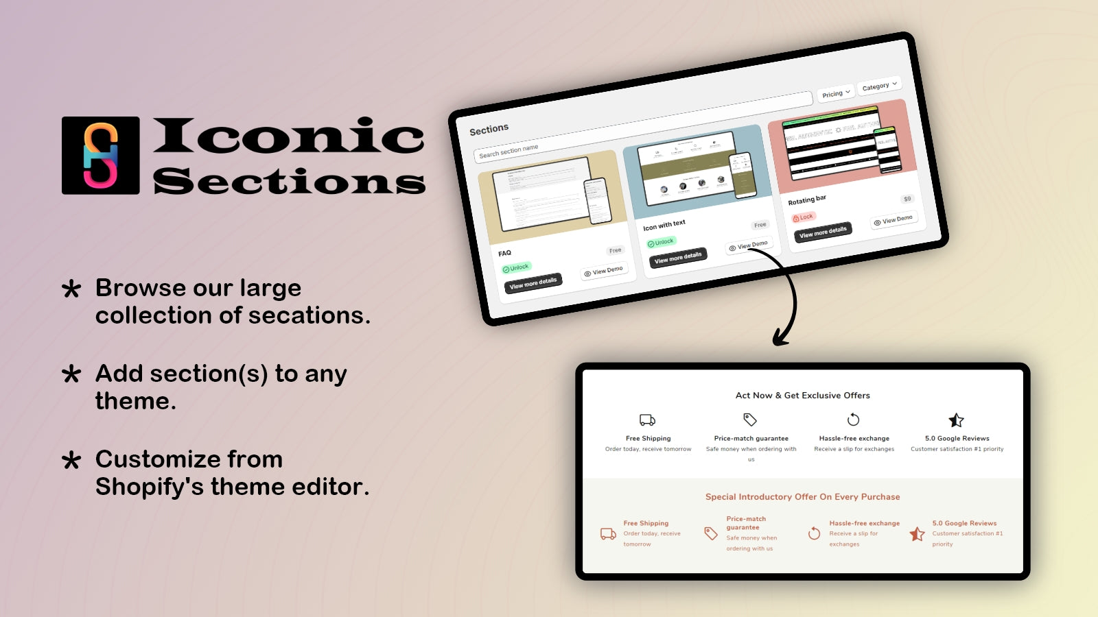 Iconic Sections: Theme Section Screenshot