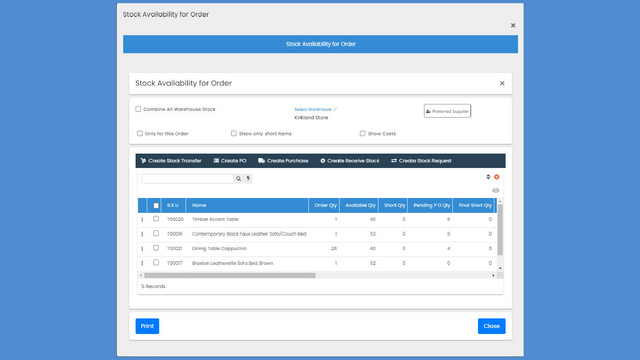 Ver stock disponible desde pedidos, cotizaciones, factura de ventas