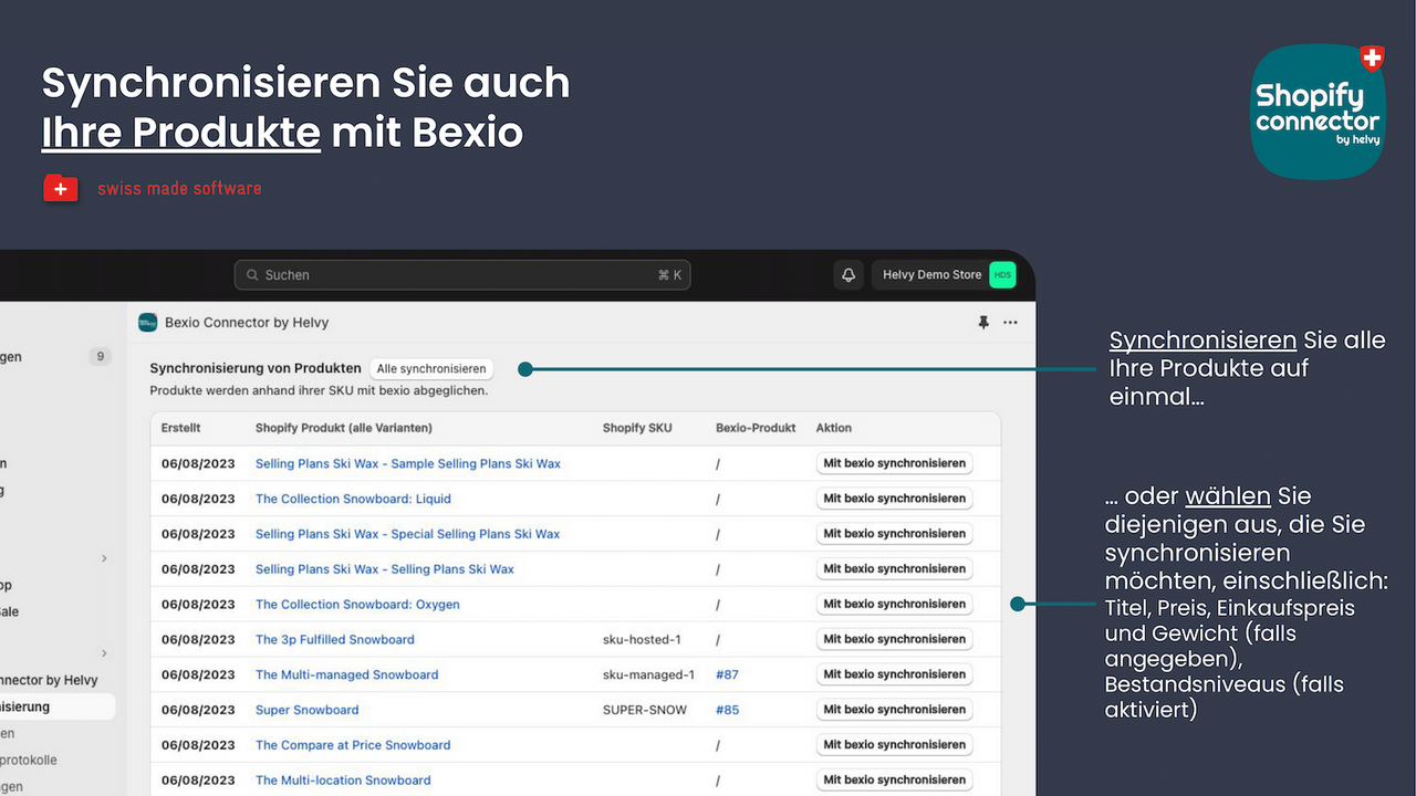 Synchronisieren Sie auch Ihre Produkte mit Bexio