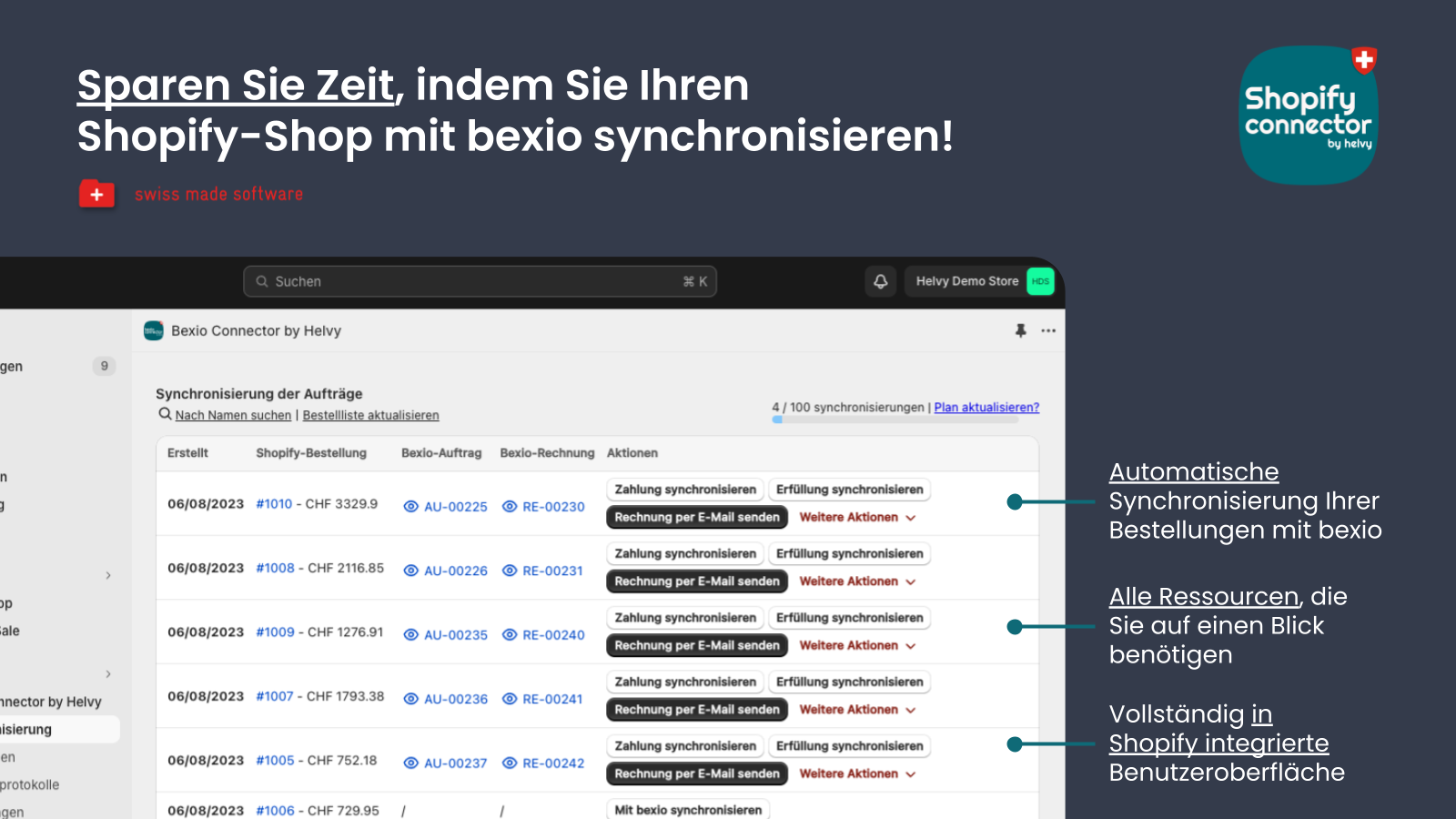 Sparen Sie Zeit indem Sie Ihren Shopifymit bexio synchronisieren