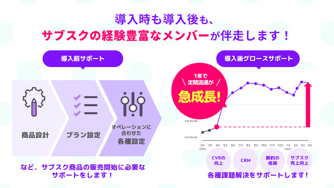 導入時も導入後もサブスクの経験豊富なメンバーが伴走