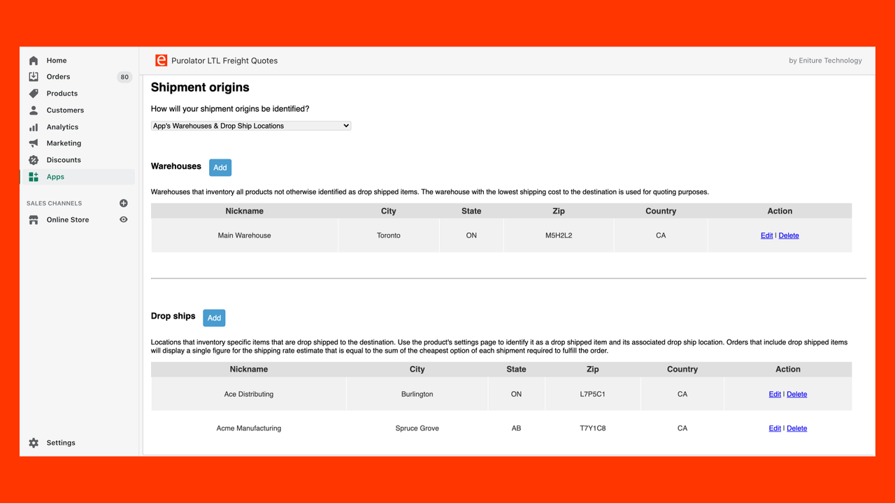 Configuraciones de Almacén