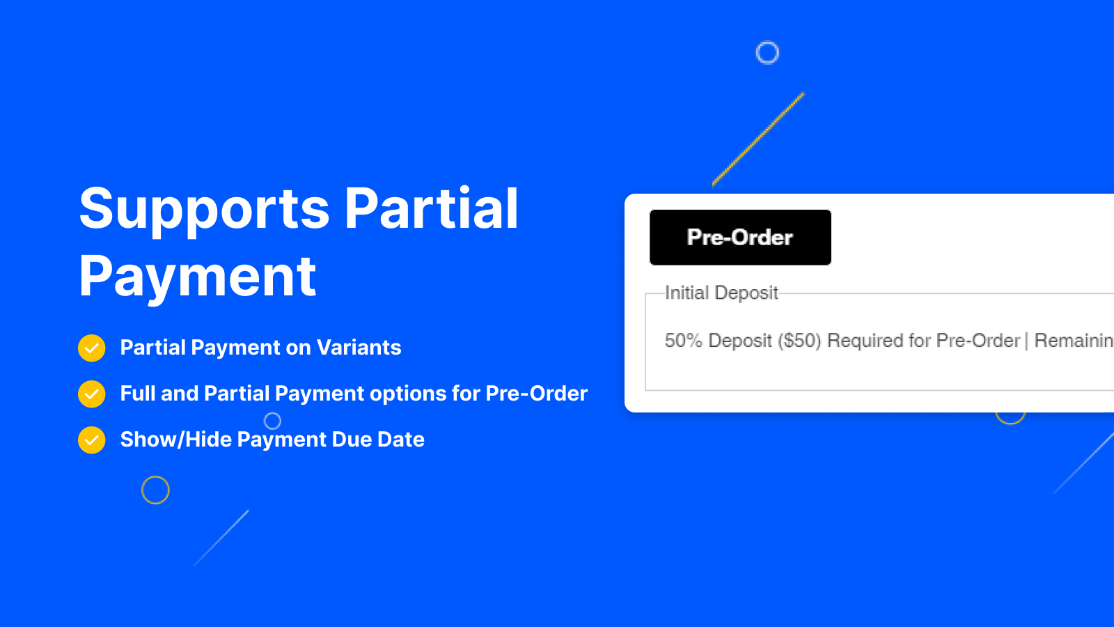 shopify pre order partial payment