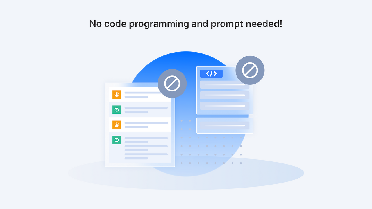 Pas de programmation de code et de prompt nécessaire !