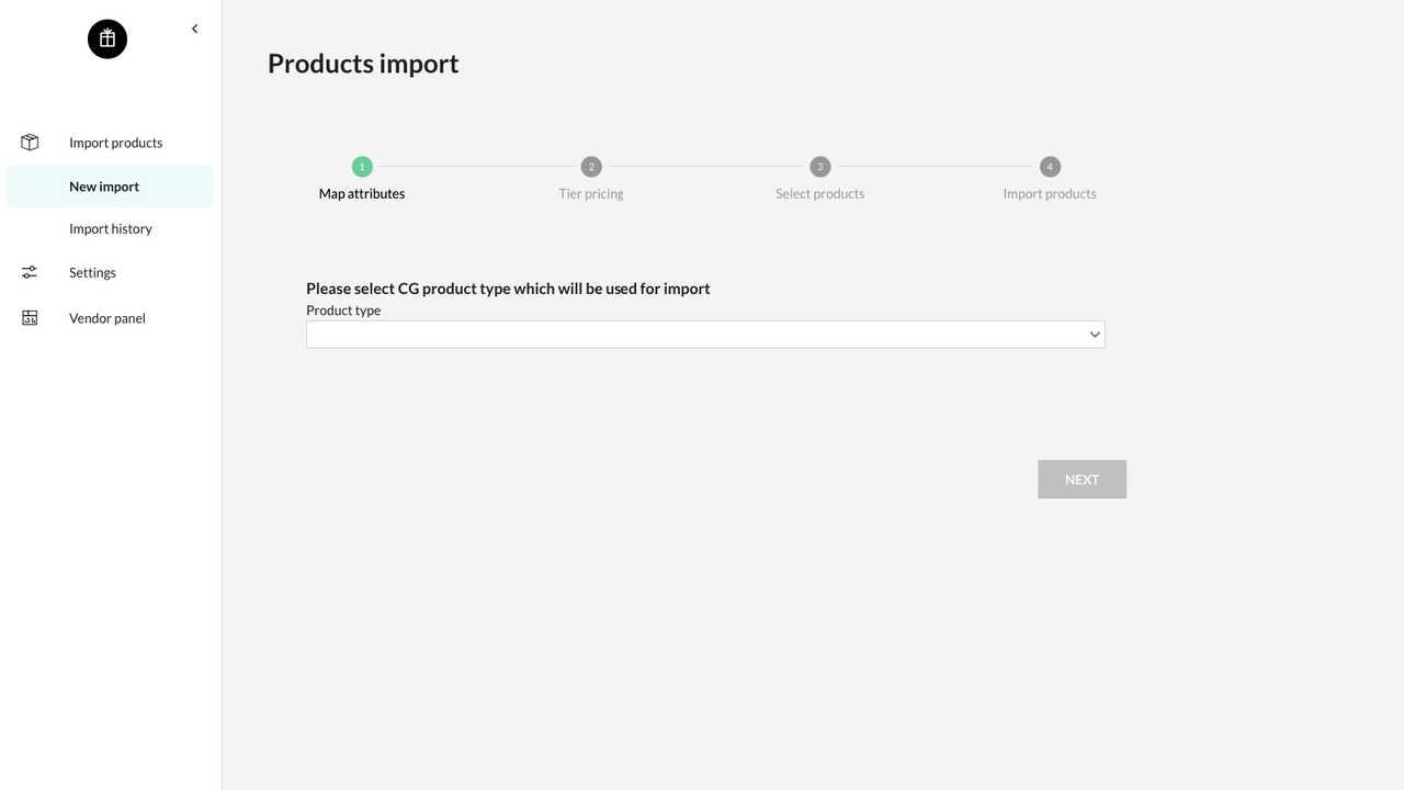 Visualização de importação de novos produtos