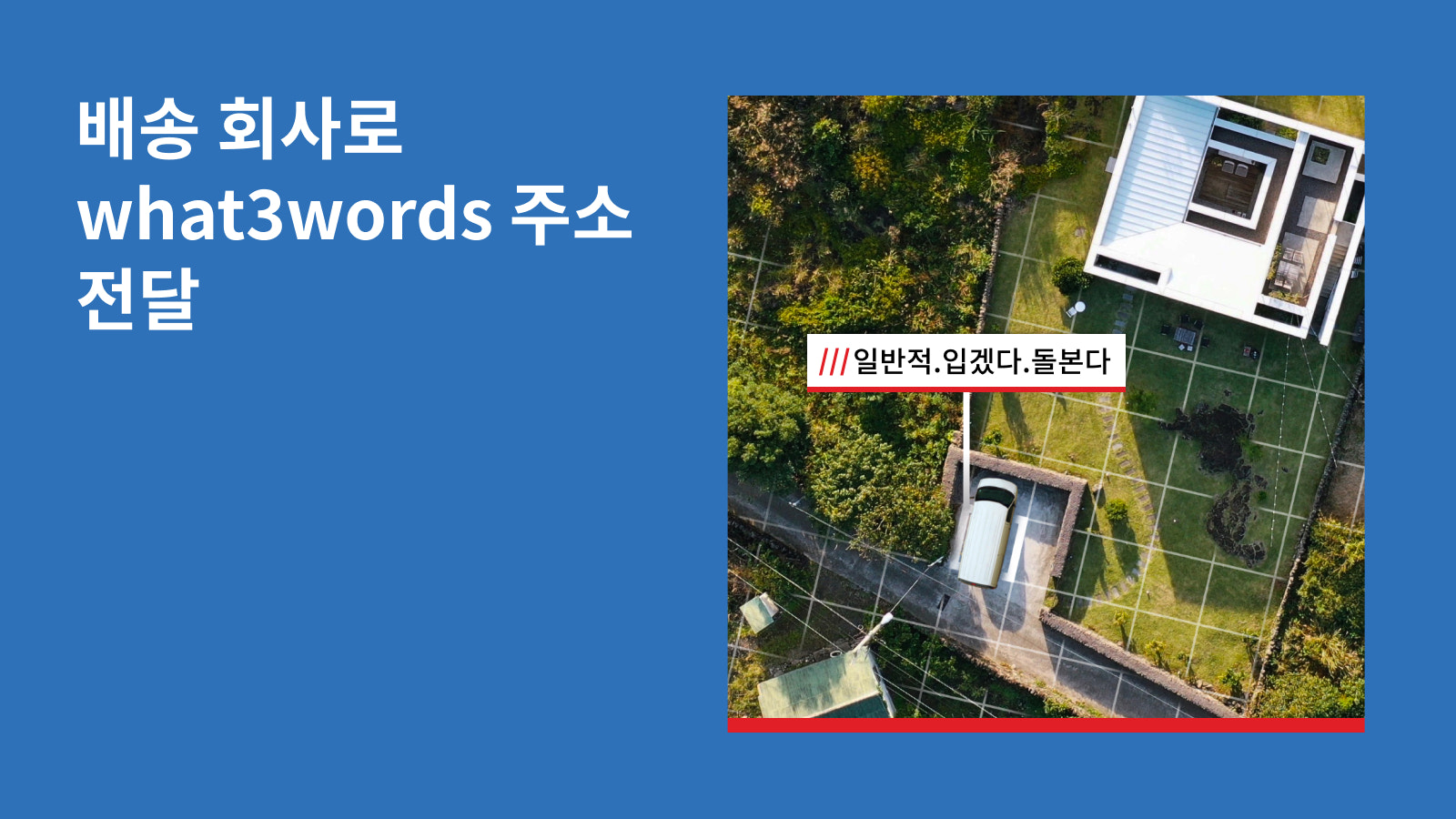 what3words 주소로 운행 중인 배송차량