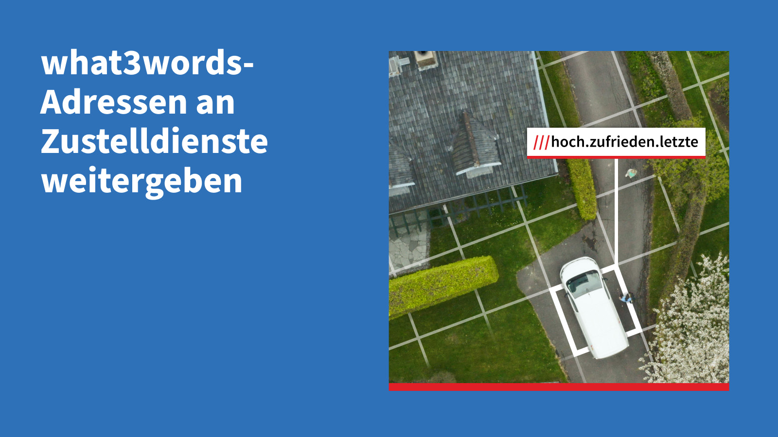 Lieferwagen an einer what3words-Adresse