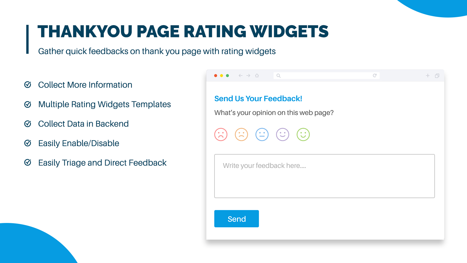 exibir widgets de avaliação e feedback na página de agradecimento