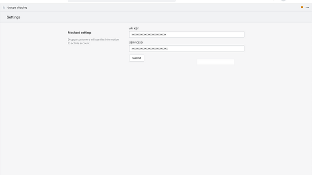 Página de configuración. Se utiliza para activar una cuenta.