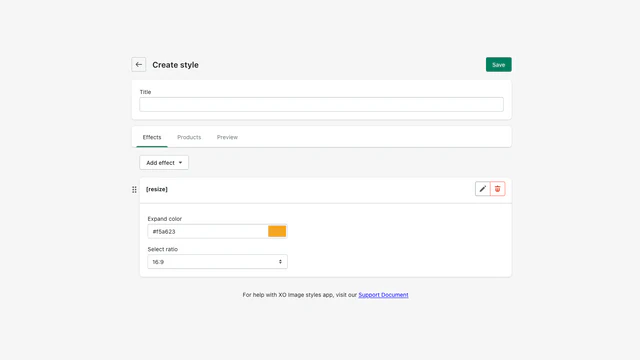 Configurer la couleur de redimensionnement, les ratios