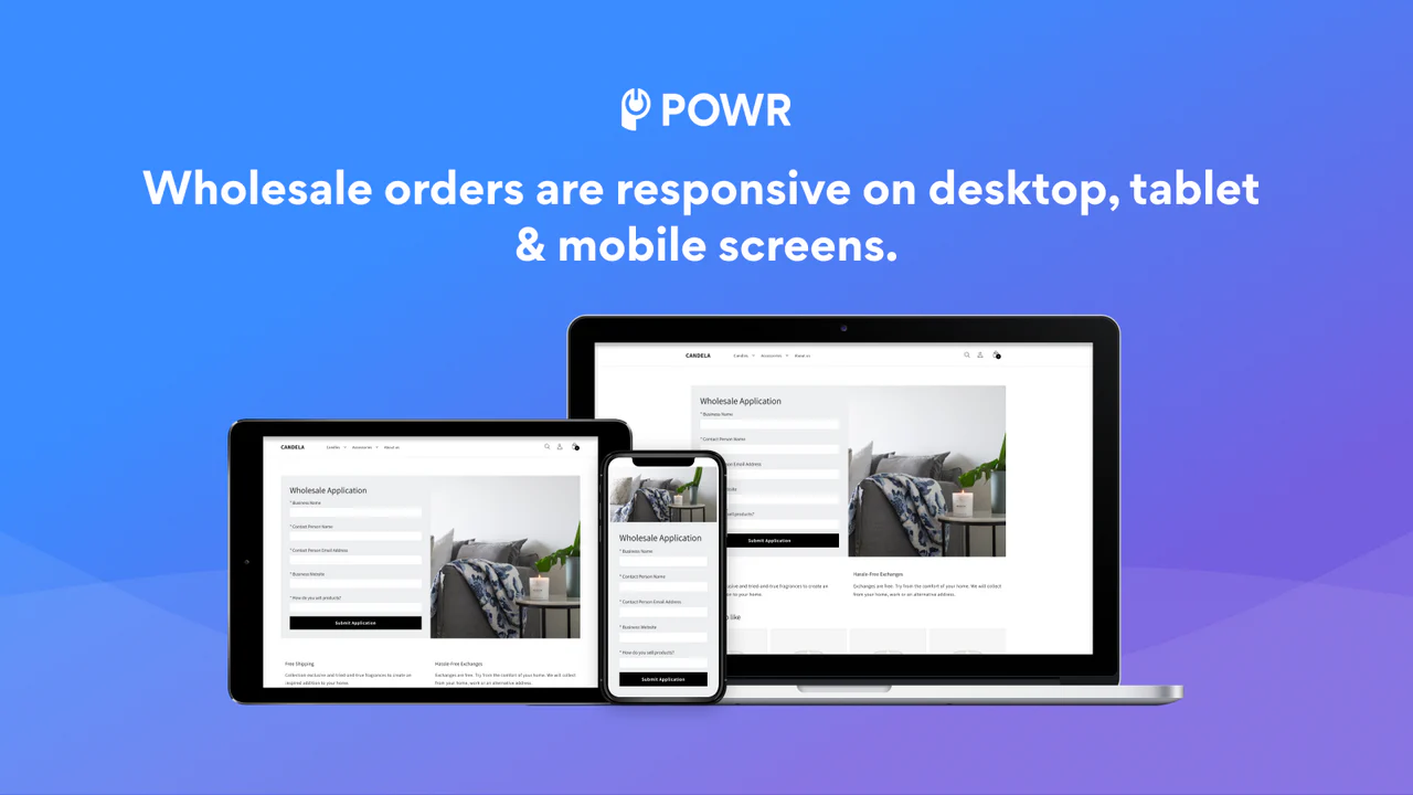 Wholesale orders are responsive on desktop, tablet.