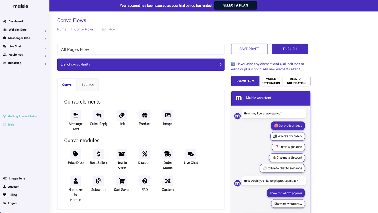 construtor de chatbot maisie