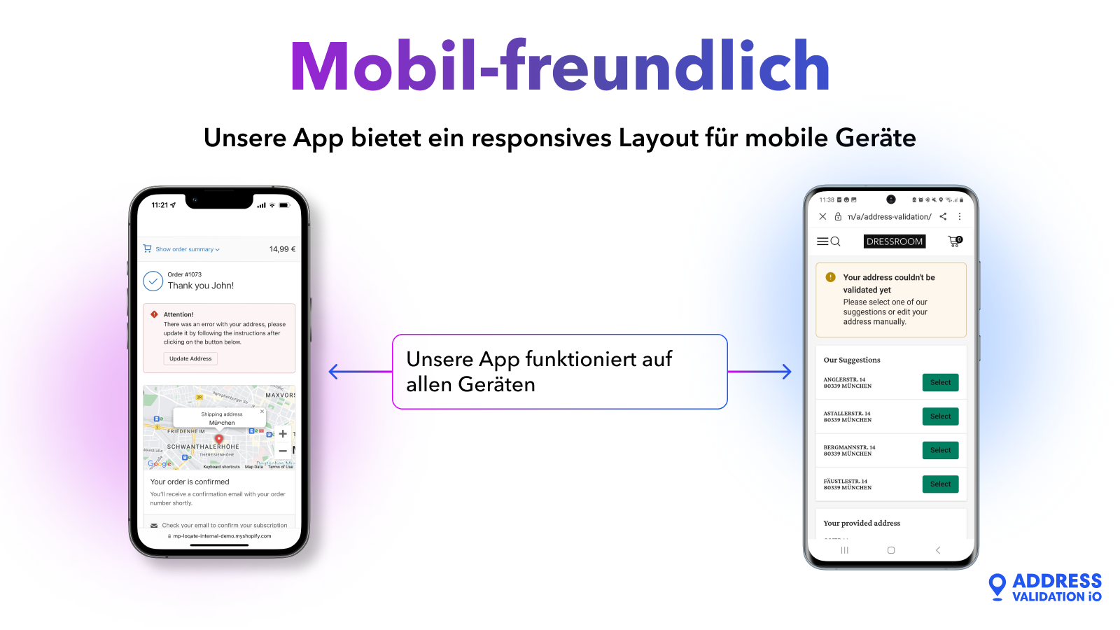 Mobilfreundliche App zur Adressvalidierung auf verschiedenen Ger