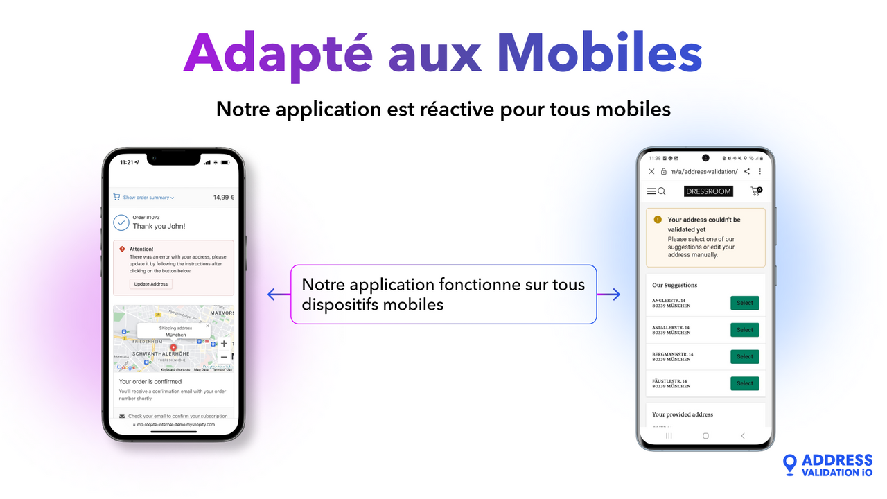 App de validation d'adresse conviviale sur différents appareils