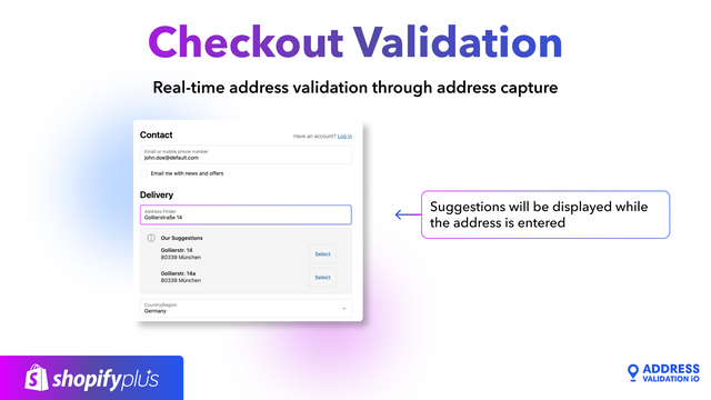 Tela de checkout com sugestões de endereço em tempo real