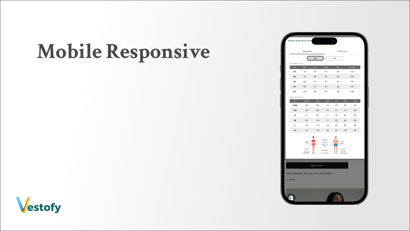 Mobile responsive size guide