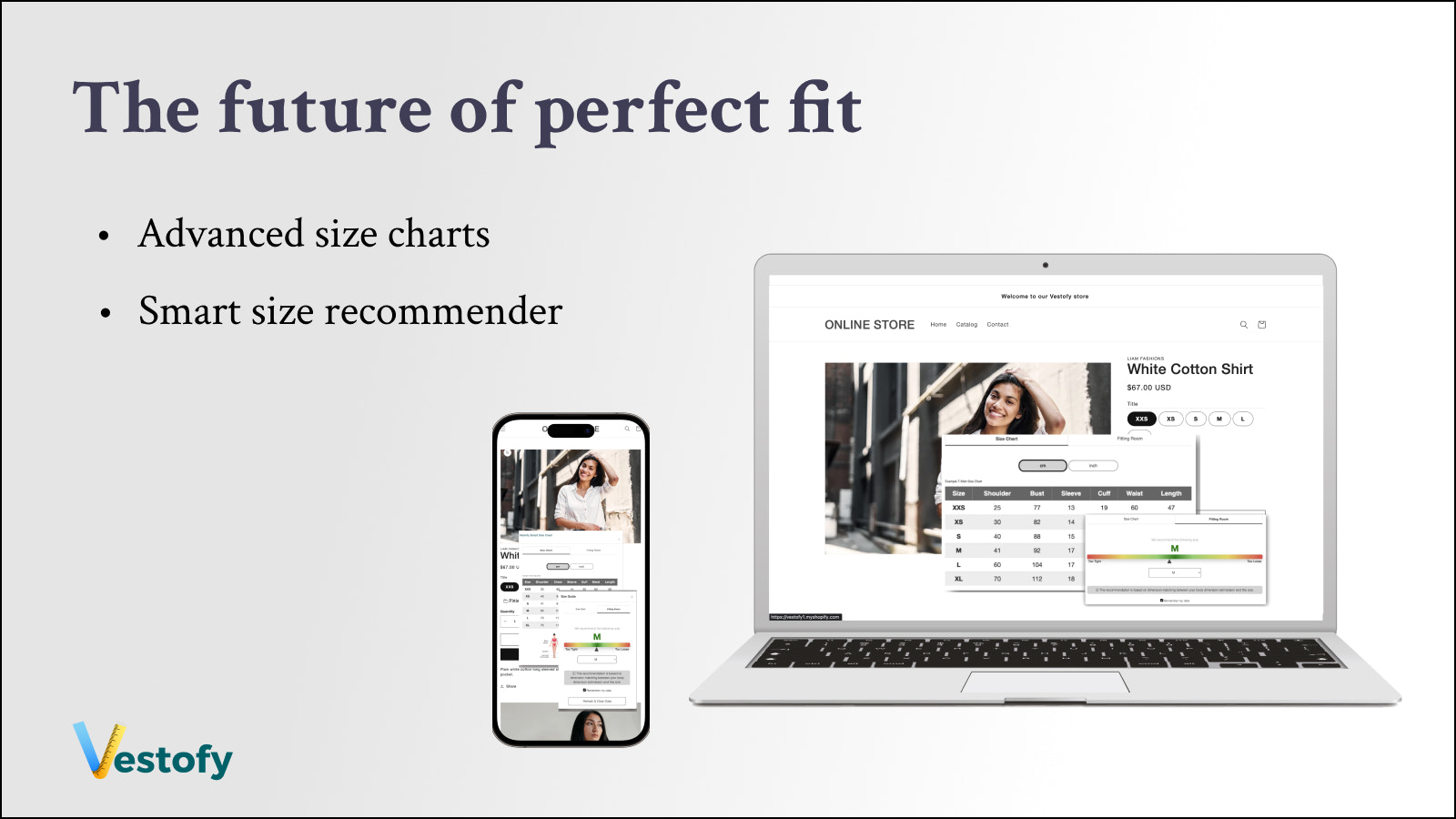 sizing solution, size chart + size recommender