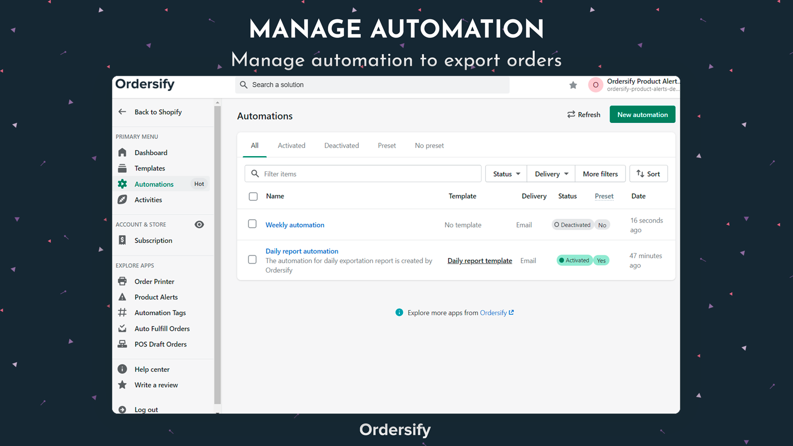 Manage automation