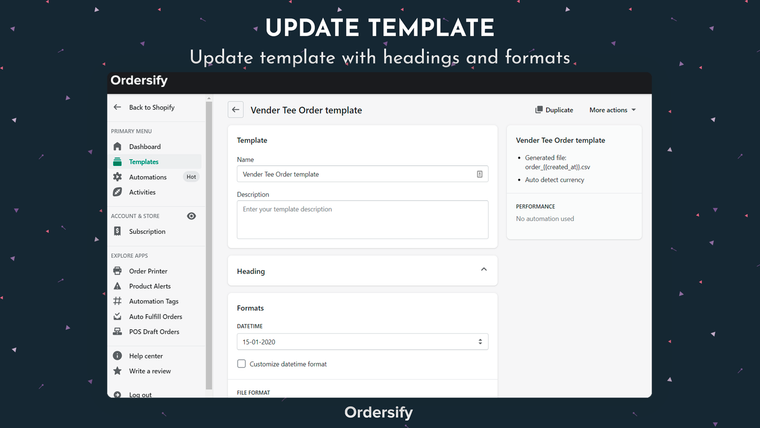 Ordersify: Order Exporter Screenshot