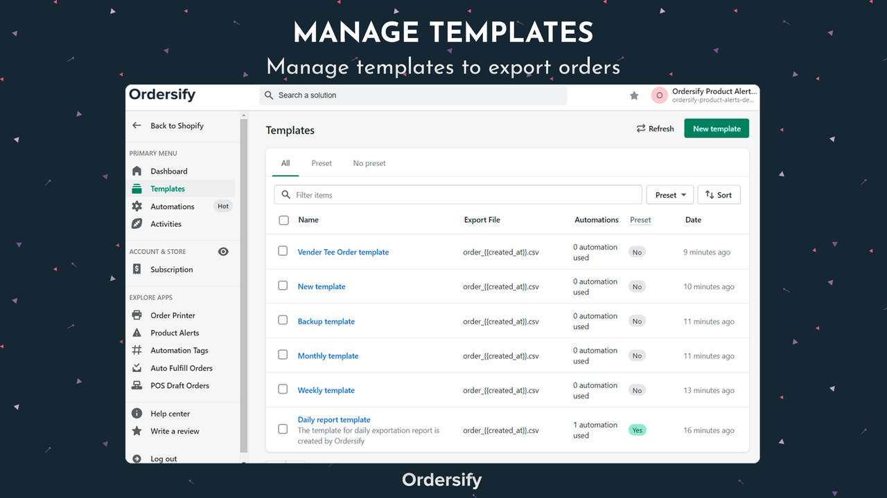 Manage templates