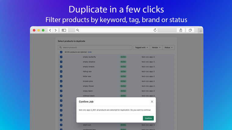 CarbonCopy: Duplicate Products Screenshot