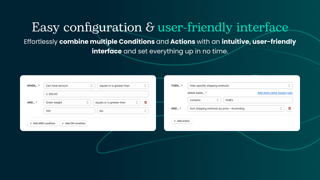 Hide & Sort Shipping Easy configuration, user-friendly interface